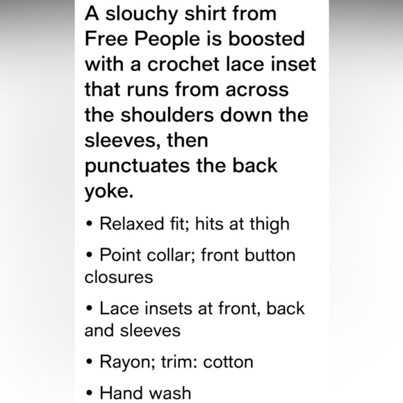 Free People Katie Bird White Lace Inlet long sleeve button down top size XS - Picture 16 of 16